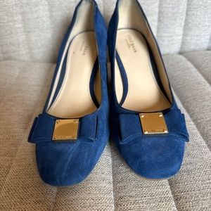 Cole Haan Tali Bow Pump in Blue Suede